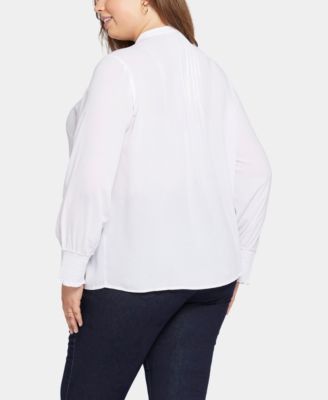 Plus Size Pleated Peasant Blouse