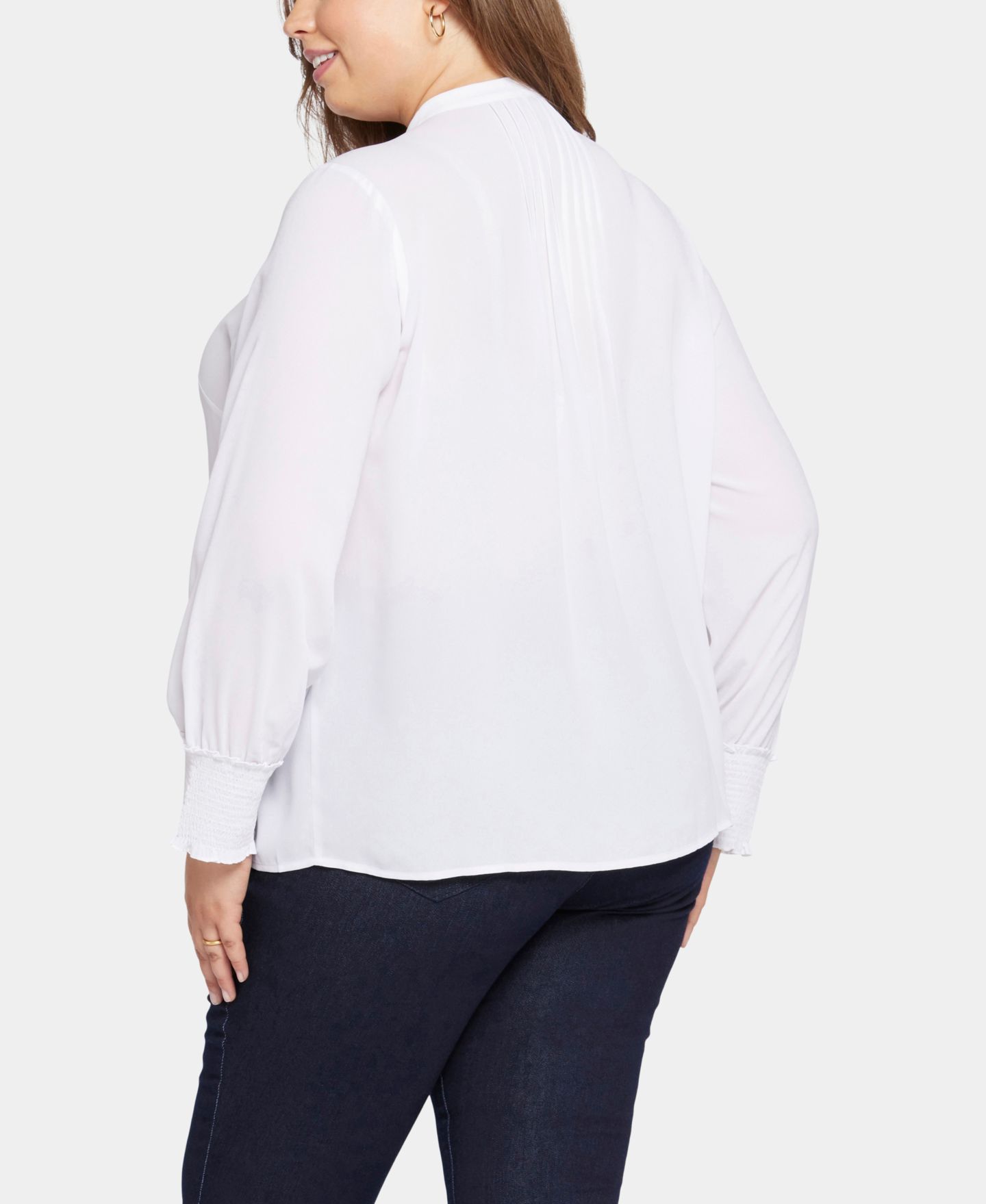 Женская блузка NYDJ Plus Size Pleated Peasant, цвет: Оптический белый — фото 3