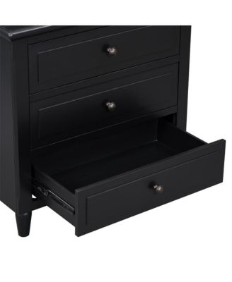 Nightstand with 3 Drawers Modern Bedside Table with Smooth Gliding Rails & Metal Handle