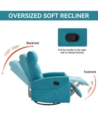 Manual Recliner Chair with Rocker and Swivel in Fabric for Living Room