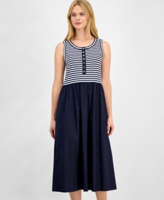 Women's Striped Mixed Media Dress