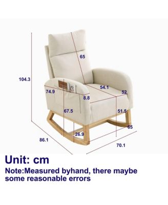 27.6" W Modern Accent High Backrest Living Room Lounge Arm Rocking Chair, Two Side Pocket