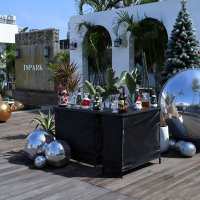 EZ GO 2-Pc Portable Bar Table with Carry Bag & Black Skirt for Events