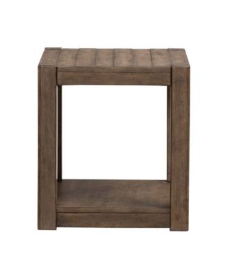 Broadmore Living Room Square Chairside Table - Cobblestone Brown