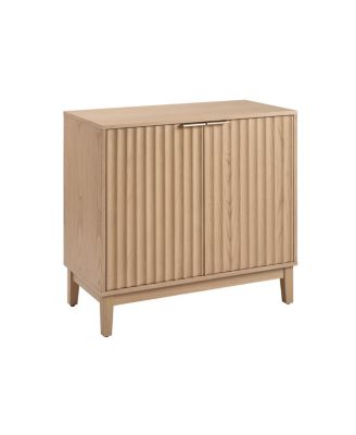 1 Pc. Natural Wood  Fluted Design with Brass Handles  Accent Cabinet