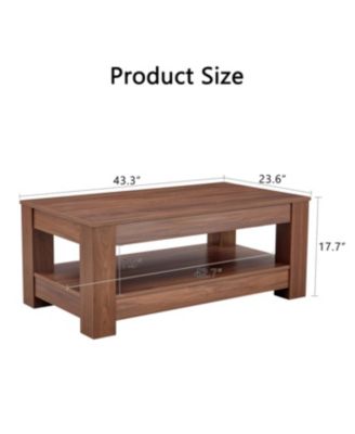 Walnut coffee table, double-layered, MDF, suitable for living room, bedroom, study