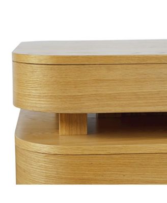 Mid-Century Modern Floating Sculpture Layered Coffee Table with Caster Wheels