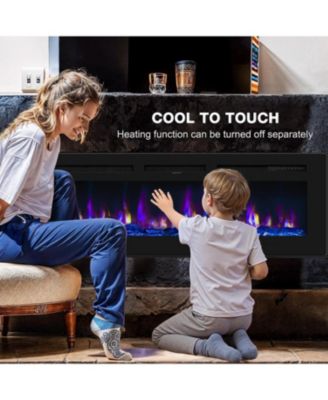 60" 3D Electric Fireplace, Wall Mounted/Recessed, 12 Flame Colors, 900/1800W Heater, Remote Control