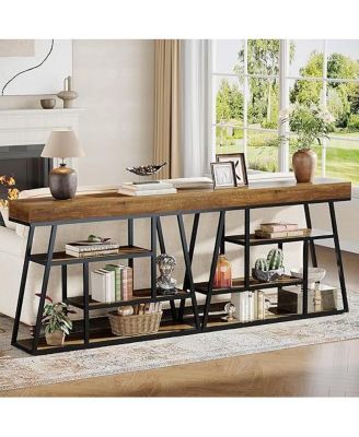 41.3" Entryway Table, Industrial Narrow Console Sofa Table with 4 Tiers Storage Shelves for Entry, Hallway