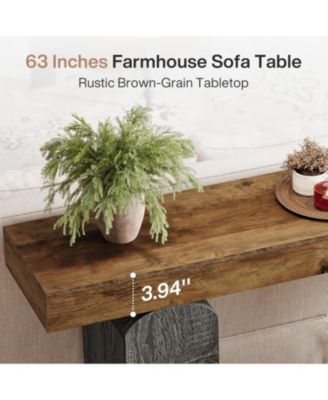 63" Long Entryway Table, Farmhouse Console Table with 2 Arched Pedestal Legs