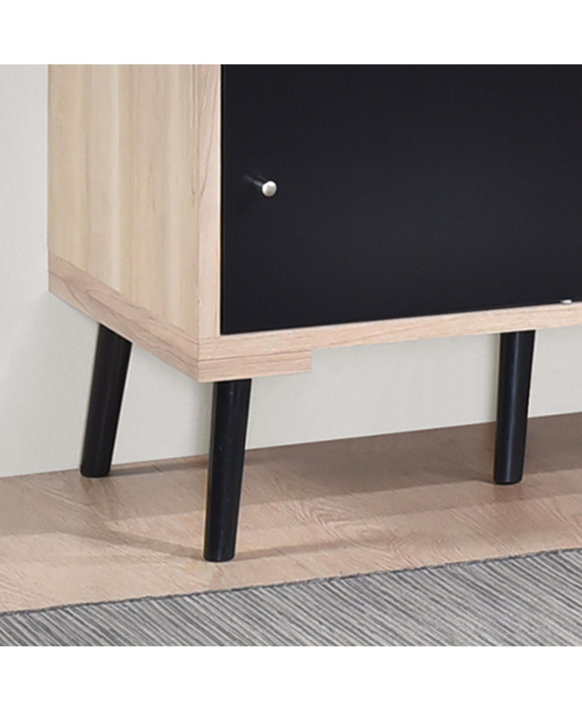 Kings Brand Furniture Nathan 75-Inch Tv Stand, Entertainment Center & Media Console with Drawers, Open & Closed Storage, Oak/Black