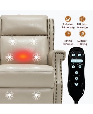 Faux Leather Manual Recliner Chair for Living Room with 8 Vibrating Nodes and 155-Degree Recline