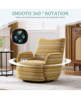 Modern 360° Swivel Leisure Chair Fabric Striped Armrest Swivel Chair for Living Room, Balcony and Bedroom