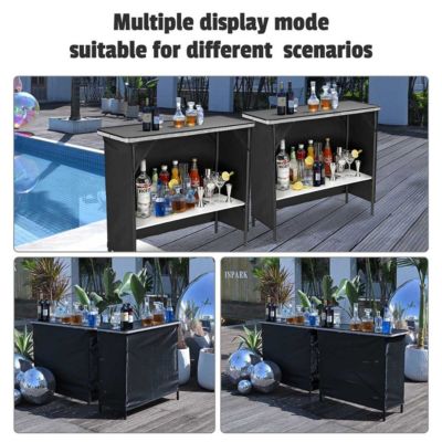 EZ GO Portable Bar Table Shimmer Decor with Carry Bag Black Skirt for Wedding Camping Tradeshow Party