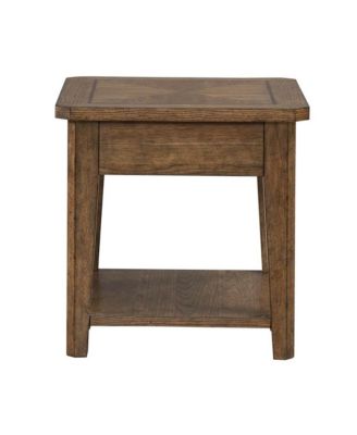 Carolina Park End Table for Living Room - Amber Brown Oak