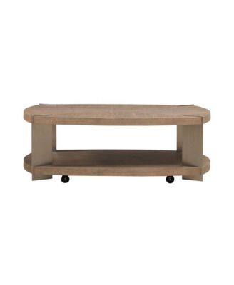 Harlow Living Room Oval Cocktail Table - Sandstone & Satin Nickel