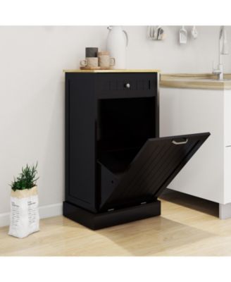 Black E1 MDF Trash Cabinet with Tilt Out Design for Kitchen Island Laundry Box and Recycling Use