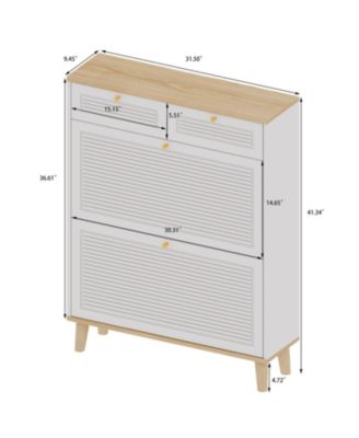 Slim Flip Door Shoe Cabinet 12-20 Pairs MDF Entryway Storage