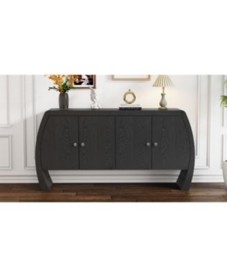 Elegant Ash Veneer Storage Cabinet with Antique Brass Handles