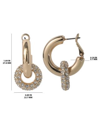Pave and Polished Gold-Tone Double Hoop Earrings