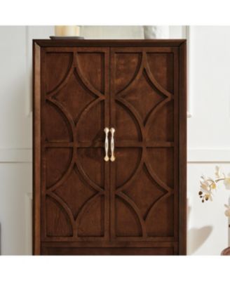 53.5" Mid Century Modern Walnut Kitchen Pantry Storage Cabinet with Doors & Drawers