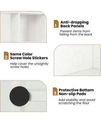 63" Tall Floor Standing Open Bookshelf with 10 Cubbies 5 Back Anti-falling Panels