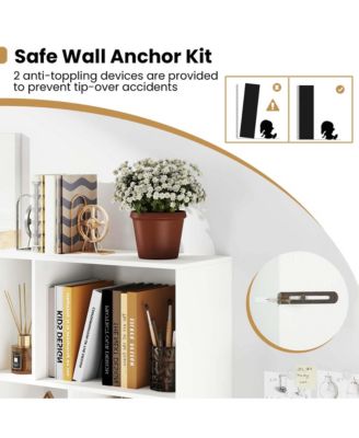 Costway 63" Tall Floor Standing Open Bookshelf with 10 Cubbies 5 Back Anti-falling Panels