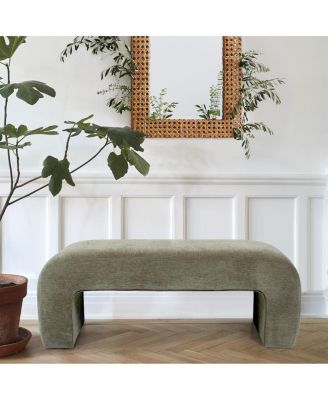 47" Upholstered Scroll Velvet Waterfall Bench/Chenille Entryway Bench-