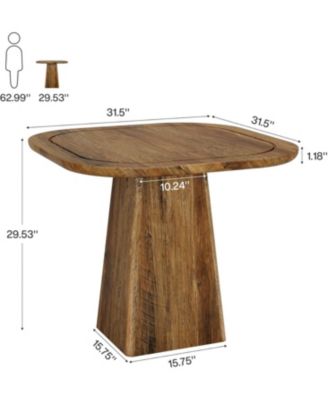 Square Dining Table for 2-4, 31.5" Farmhouse Small Kitchen Table with Heavy-Duty Pedestal Base