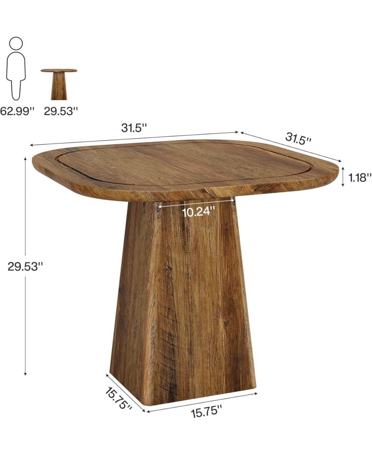 Tribesigns Square Dining Table for 2-4, 31.5" Farmhouse Small Kitchen Table with Heavy-Duty Pedestal Base