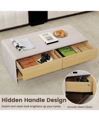 Home Coffee Table w/ 2 Drawers & 2 Storage Shelf Rectangle Table Cocktail Table