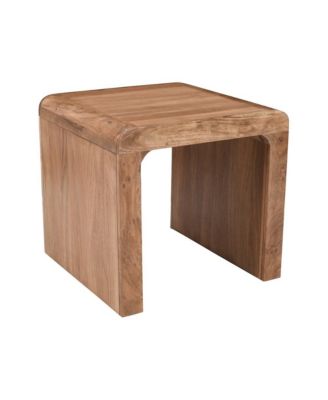 Mid-Century Modern Solid Wood Square Waterfall Curved End Table
