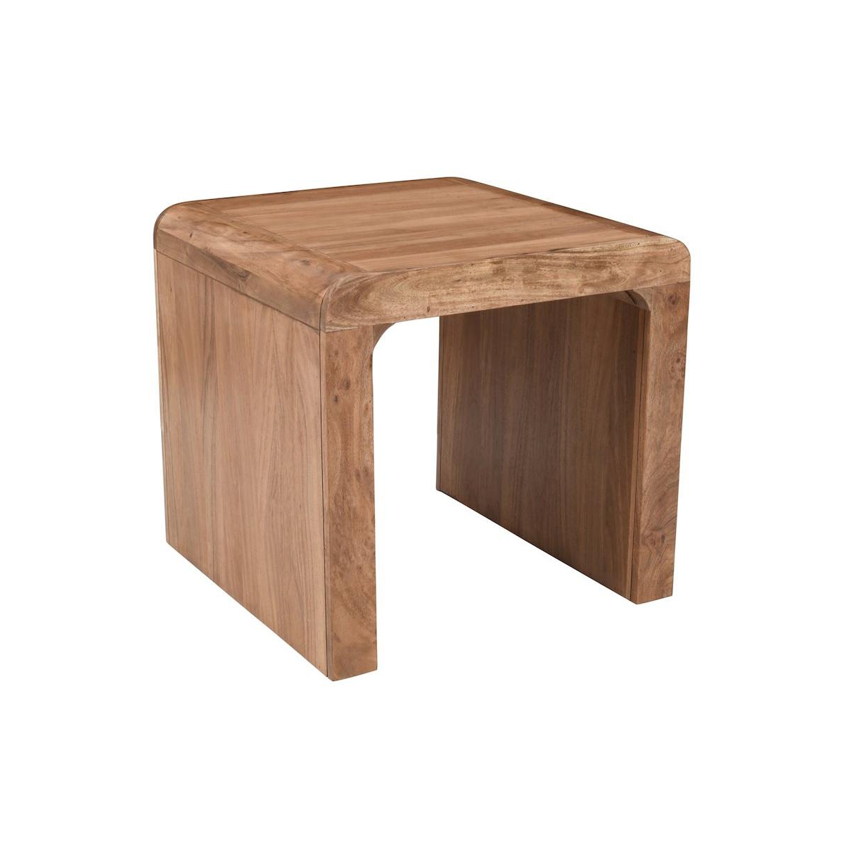Jofran Mid-Century Modern Solid Wood Square Waterfall Curved End Table