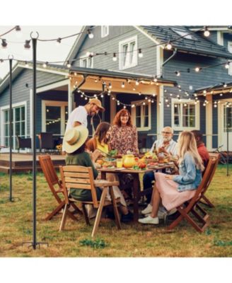 10 FT String Light Poles 4 Pack, Metal Poles for Patio & Garden Deck, Tall Hanging Light Supports