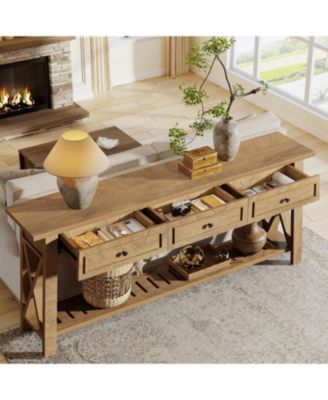 Console Table with 3 Storage Drawers, 70.87 Inches Extra Long Sofa Table Behind Couch with Bottom Shelf