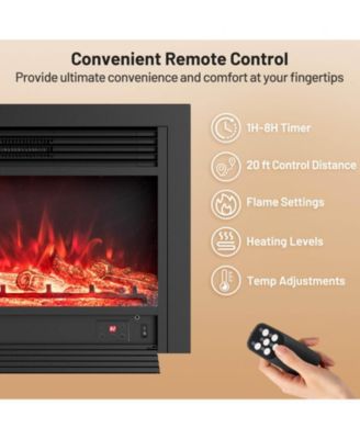 33" Electric Fireplace Insert 750W Recessed Fireplace Heater with Remote Control