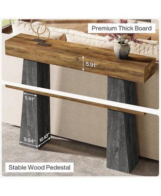 Farmhouse Entryway Table, 63-Inch Long Wooden Sofa Console Table, Rustic Console Behind Couch