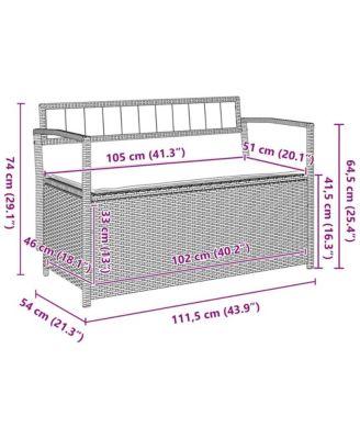 Garden Storage Bench with Cushion Grey Poly Rattan