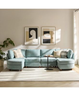 Dayman 6-Piece Modern Storage Convertible Sectional Sofa with End Table