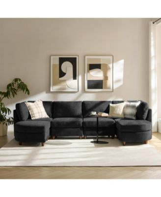 Dayman 6-Piece Modern Storage Convertible Sectional Sofa with End Table