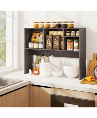 Computer Desktop Bookcase Countertop Storage Bookshelf Organizer with 4 Cubbies