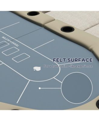 70" Oval Foldable Poker Table with Cup Holders – Seats 10 Players, Casino Layout
