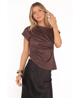 Women's Vaila Faux Suede Off Shoulder Top