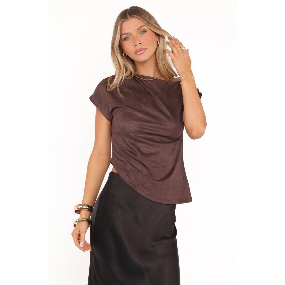 Petal and Pup Women's Vaila Faux Suede Off Shoulder Top