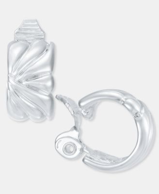 Small Textured Clip-On Hoop Earrings, 0.76" 