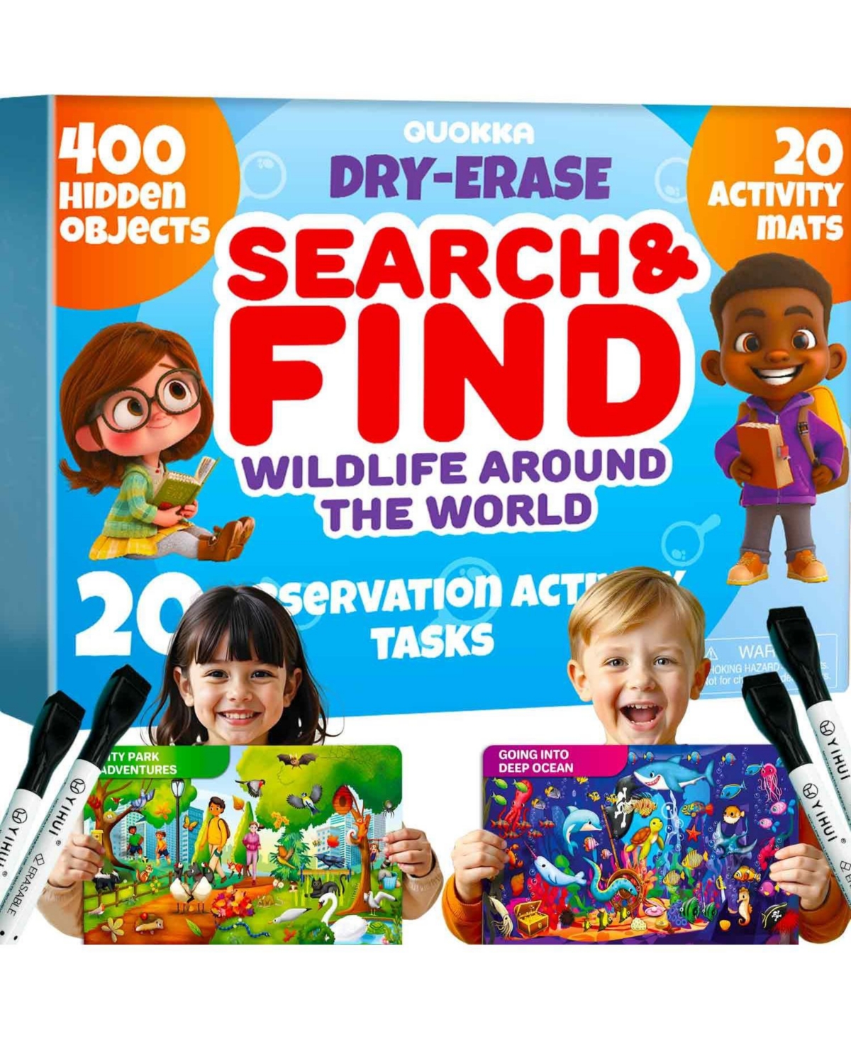 Quokka Busy Book Handwriting Practice for Kids - Search & Find - Activity Cards for Kids 3-8 – Reusable Mats with Dry-Erase Marker