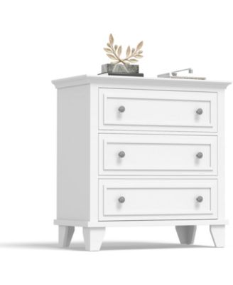3-Drawer Dresser, Wide Wood Chest with Vintage Handles, Modern Storage Cabinet for Bedroom or Living Room