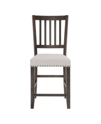 Willow Creek Distressed Slatback Upholstered Counter Stool (Set of 2