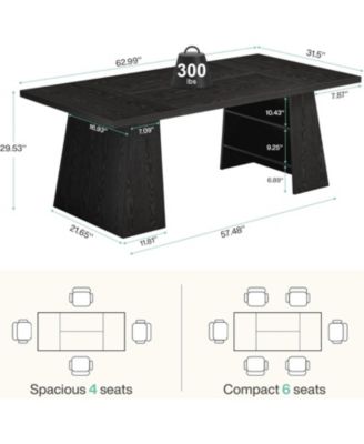 Black Rectangular Dining Table for 4-6 People – Modern Wooden Kitchen Table