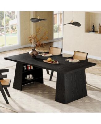 Tribesigns Black Rectangular Dining Table for 4-6 People – Modern ...